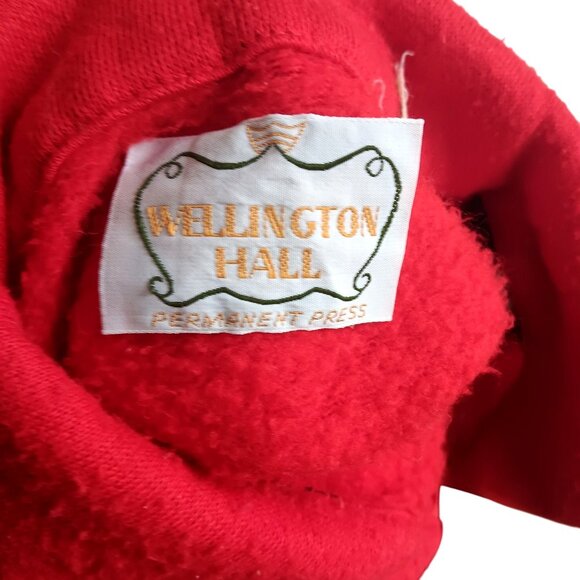 Vintage 70's XL Men's Sweatshirt Red Pullover Striped Shoulder Trim Quarter Zip - Picture 3 of 6